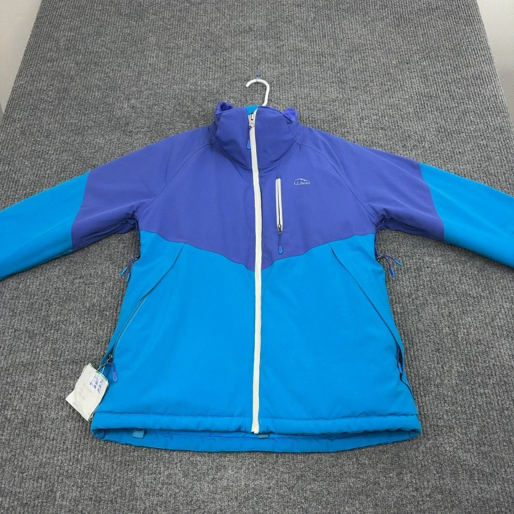 LL Bean Ski‎ Jacket Kids 18 Blue Purple TEK Waterproof Colorblock Winter Coat